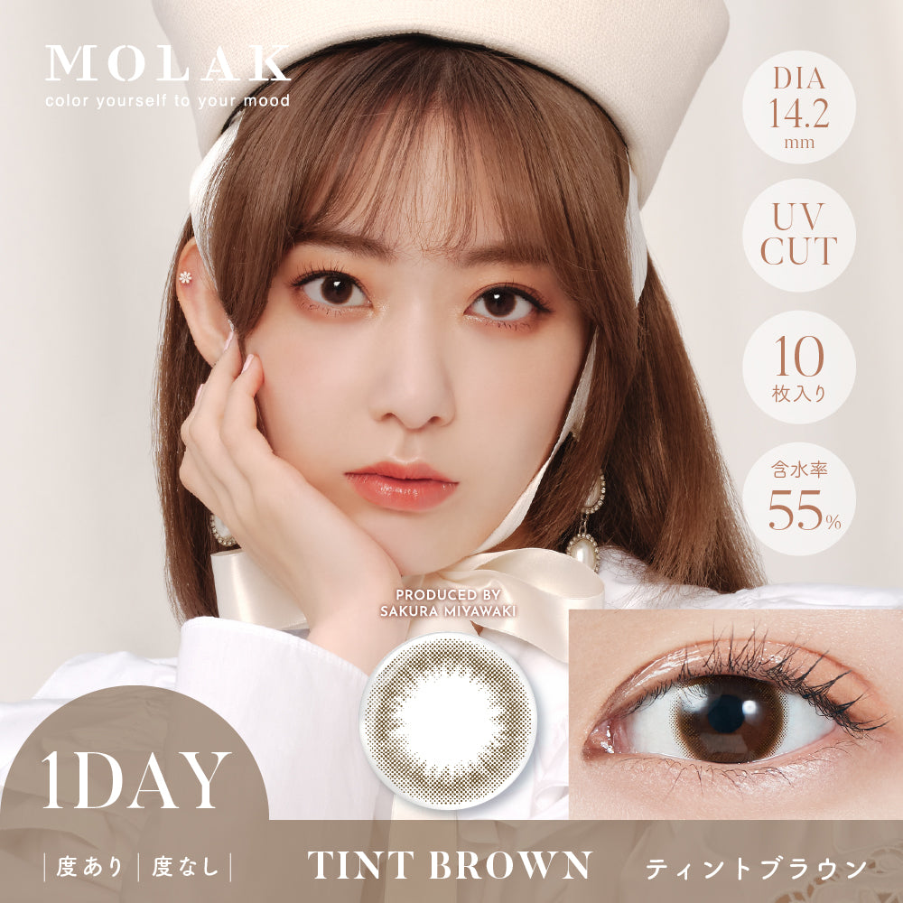 日抛美瞳1DAY MOLAK 一盒10片装 TINT BROWN 同系列3盒起68折优惠!